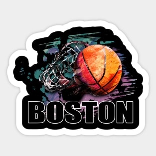 Retro Pattern Boston Basketball Classic Style Sticker